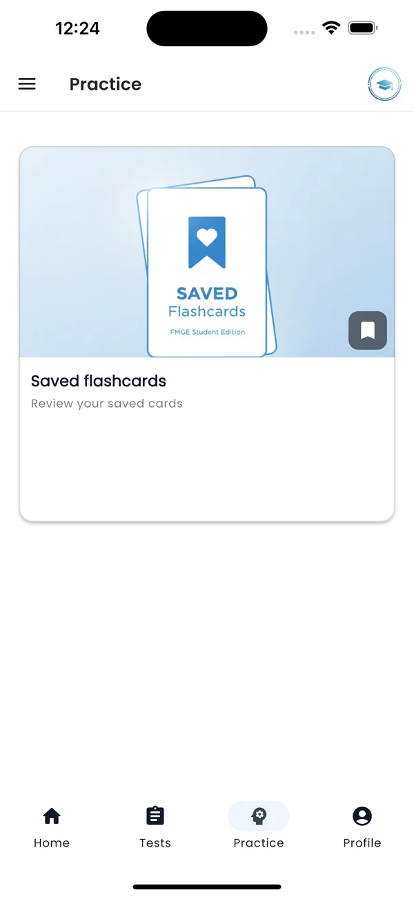 Practice: saved flashcards to review later