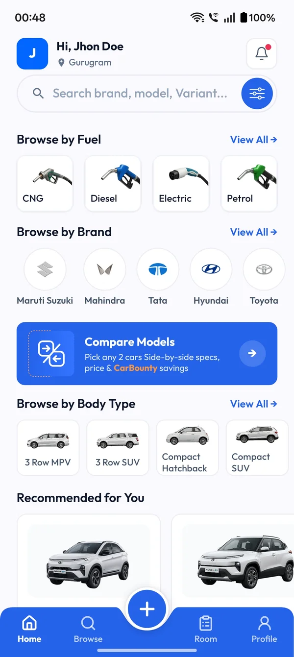 Home: browse by fuel, brand and body type, compare models and see recommendations