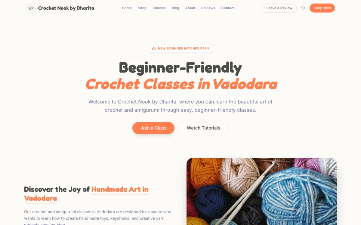 Beginner-friendly crochet classes in Vadodara