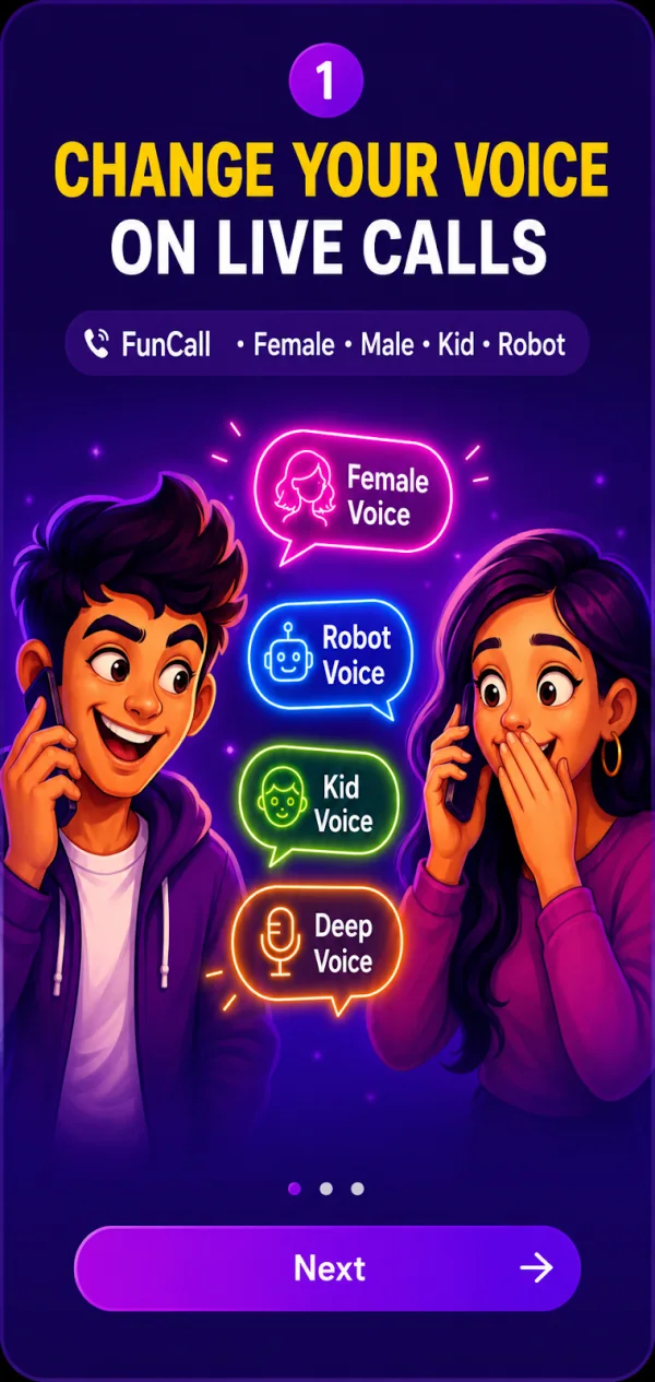 Change your voice on live calls: female, male, kid and robot voices