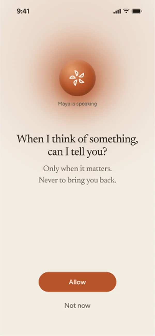 "When I think of something, can I tell you?" A gentle notification permission prompt