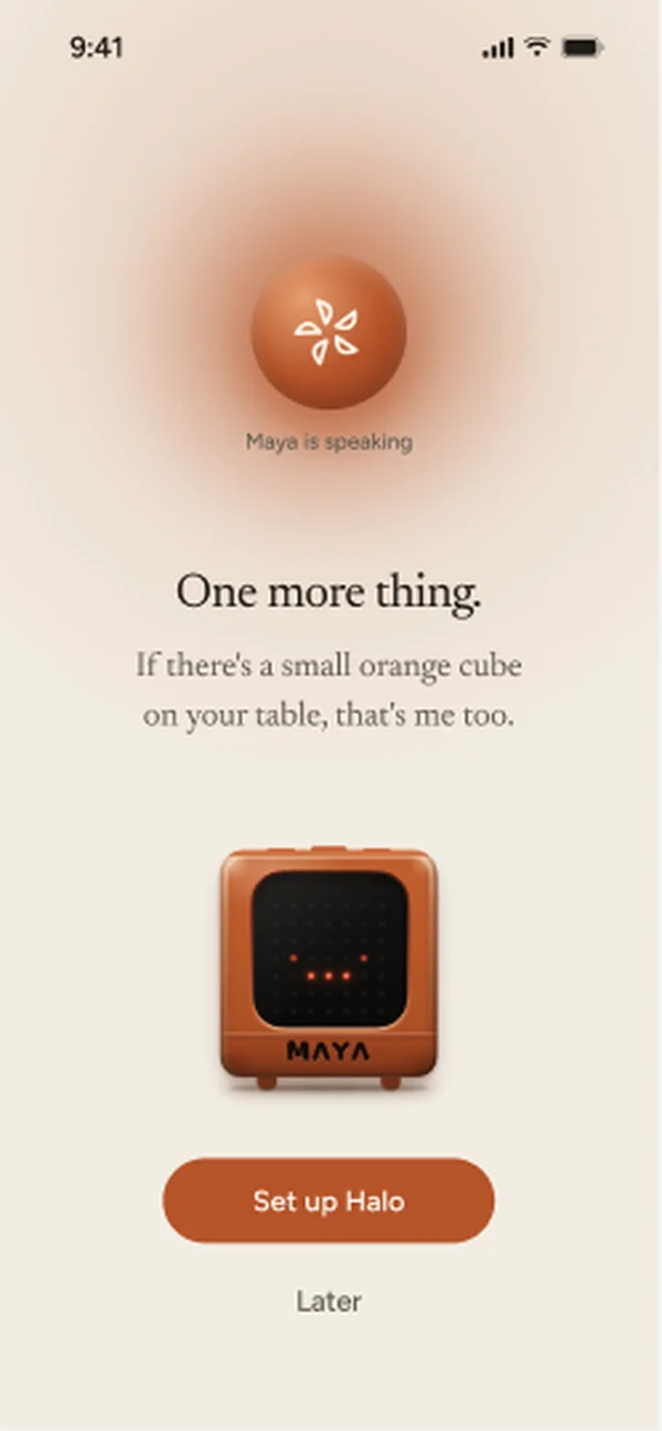 "One more thing." Introducing Halo, a small orange cube that is also Maya