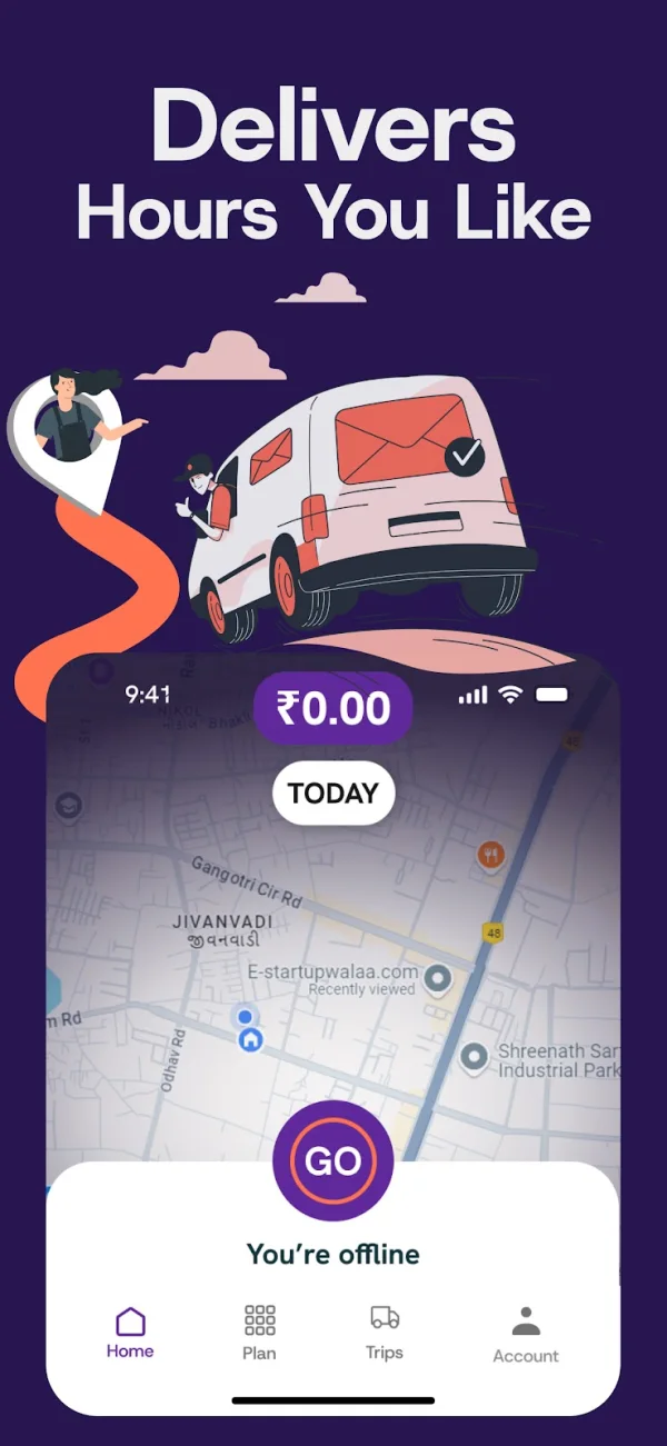 Go online on a live map and track today's earnings