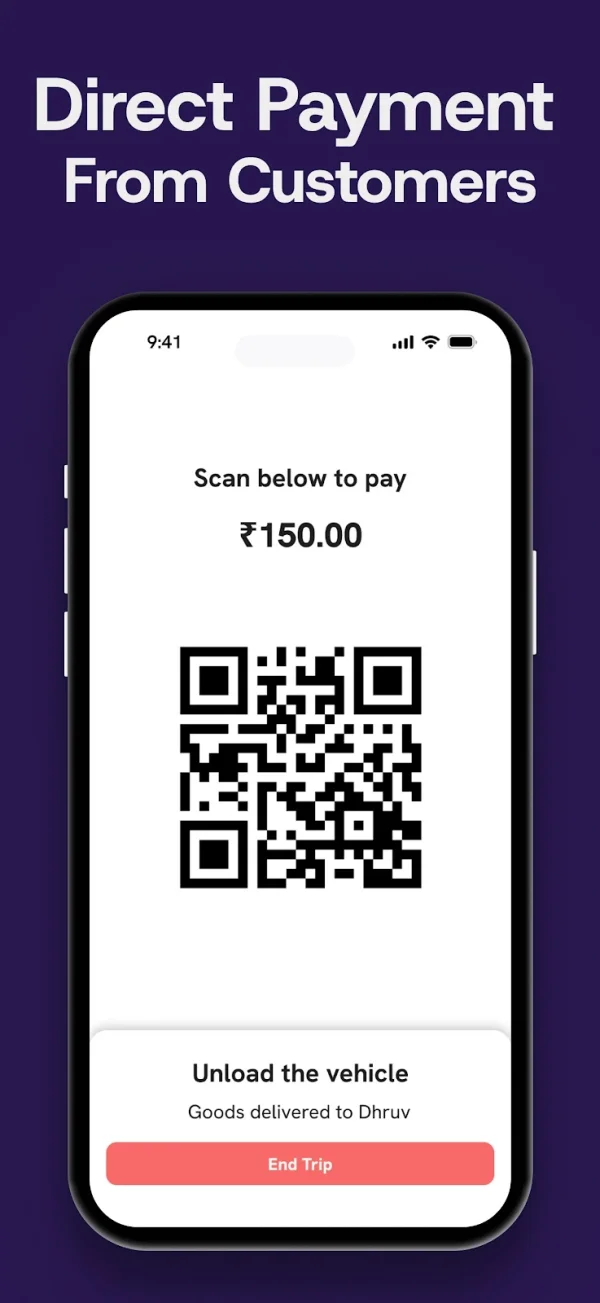 Customer pays the driver directly by QR code